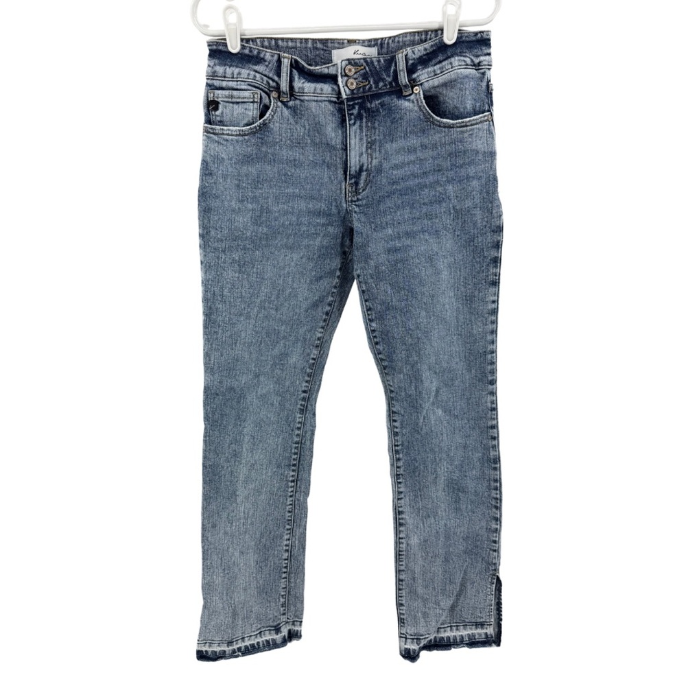 KanCan Estilo Women's Straight Leg Jeans 28 9 raw split side hem medium wash